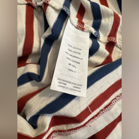 J. CREW Boat Neck Tee T-Shirt Top Blouse Ivory Blue Red Pullover Nautical Knit - Picture 6 of 10